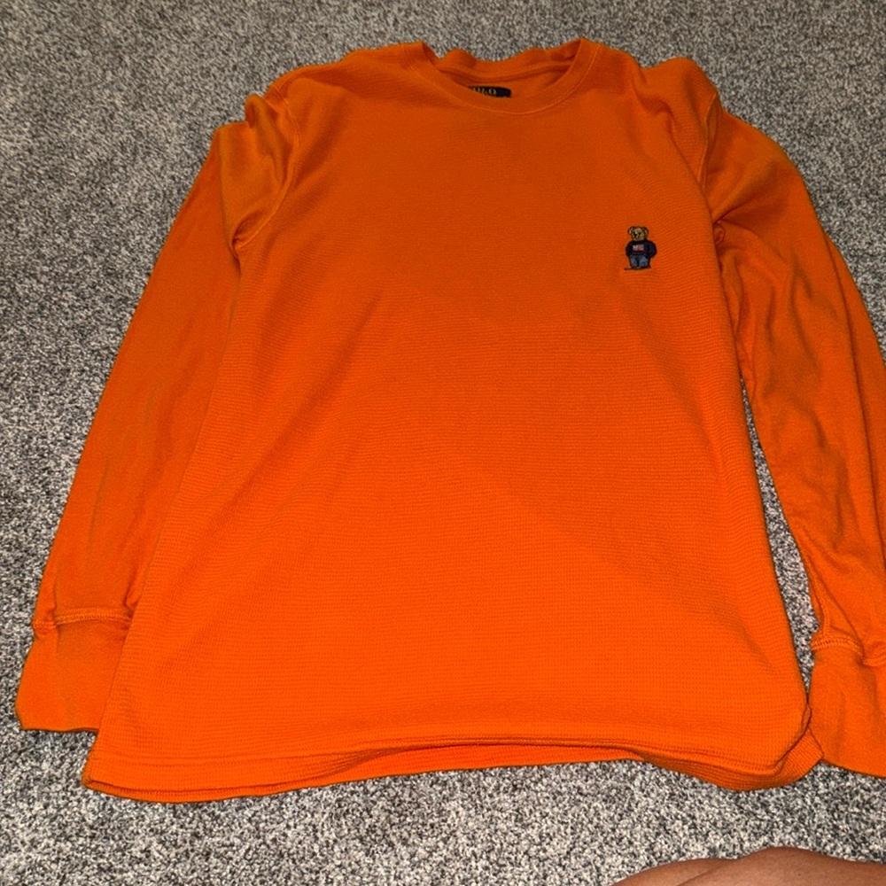 Orange Teddy Bear Polo Long Sleeve